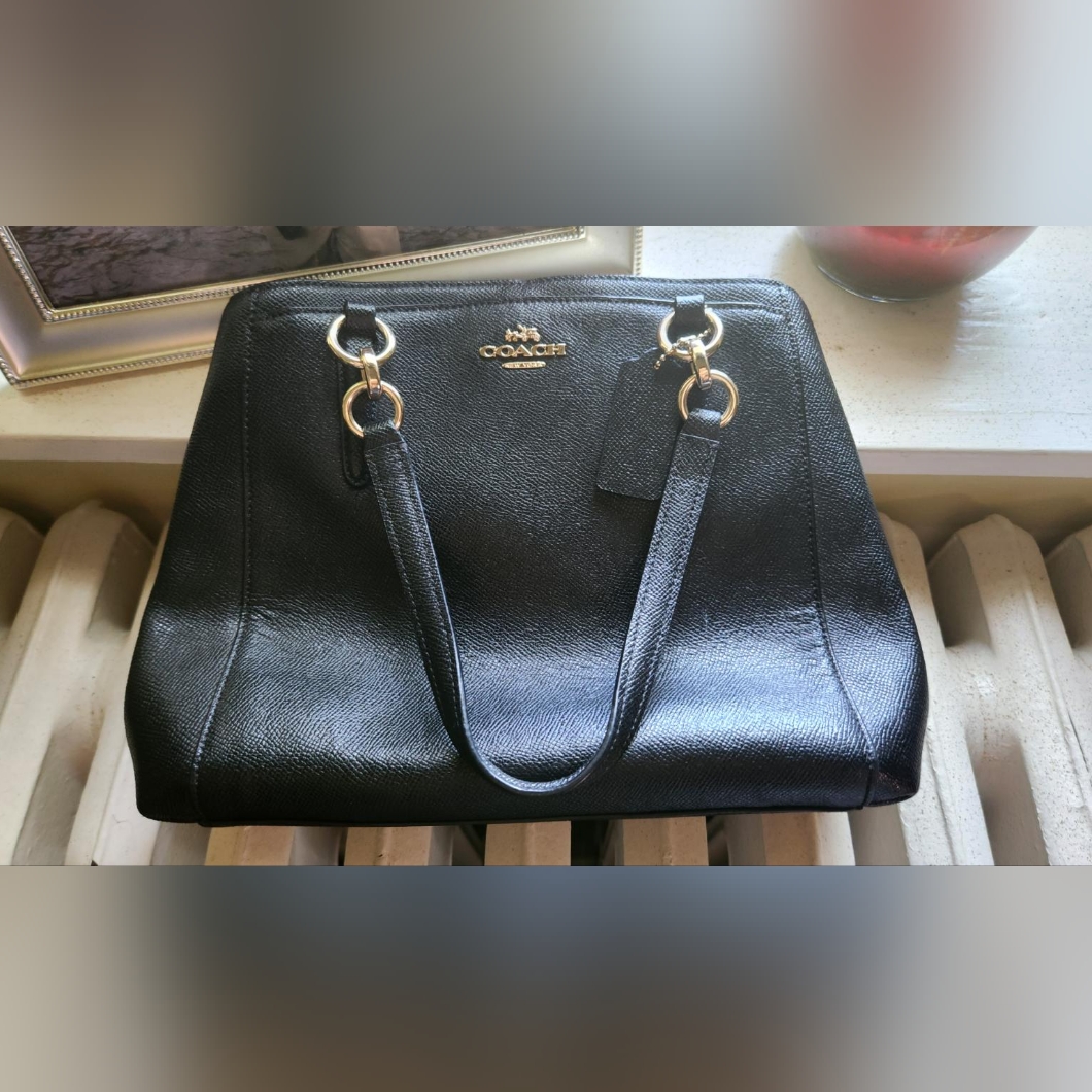 Black Leather Coach Hand Bag